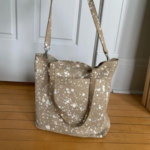 madewell paint splatter cowhide leather Transport Tote bucket bag